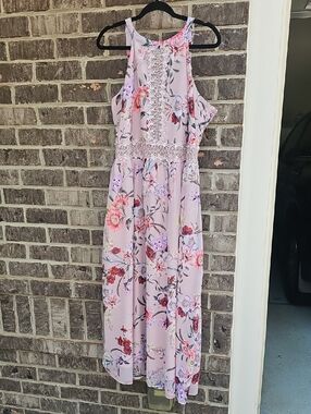 City Chic Pink Halter Floral Maxi Dress Size 18